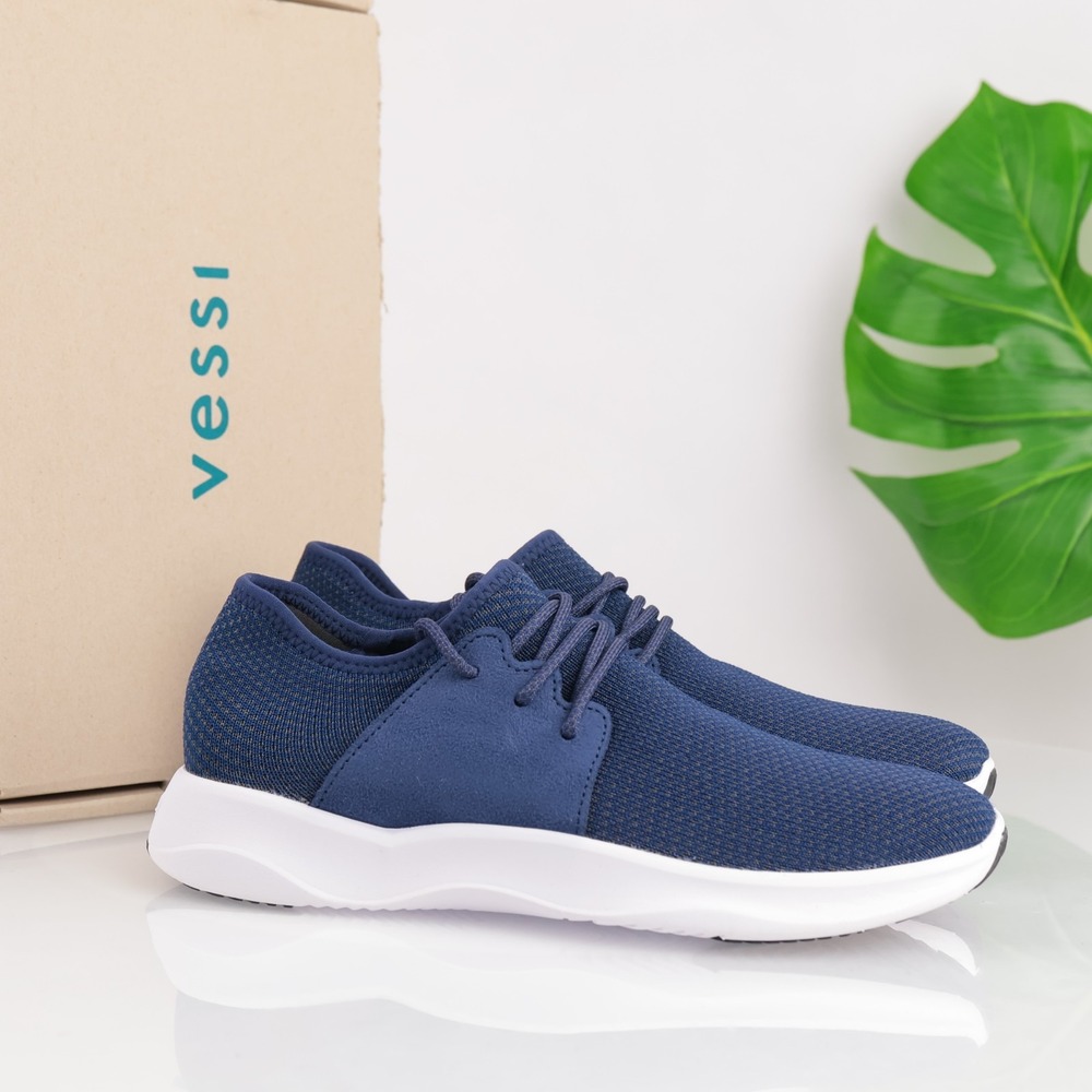 Vessi Womens Everyday Sneakers‎ Size 9 Waterproof Marine Blue Knit Lace Up Shoes